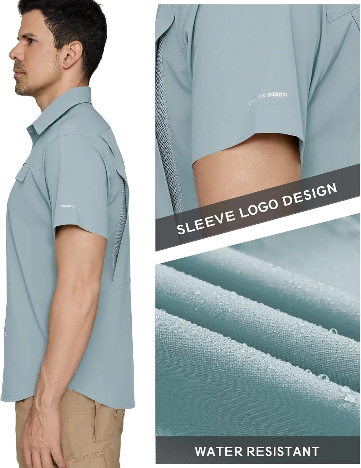 PIQIDIG Men's UPF 50  Sun Protection Shirt Short Sleeve Hiking Fishing Shirt Quick Dry for Safari Travel Button Down Shirts