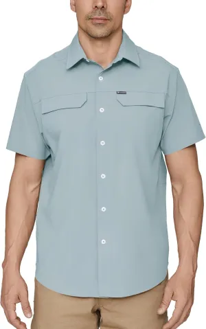 PIQIDIG Men's UPF 50  Sun Protection Shirt Short Sleeve Hiking Fishing Shirt Quick Dry for Safari Travel Button Down Shirts