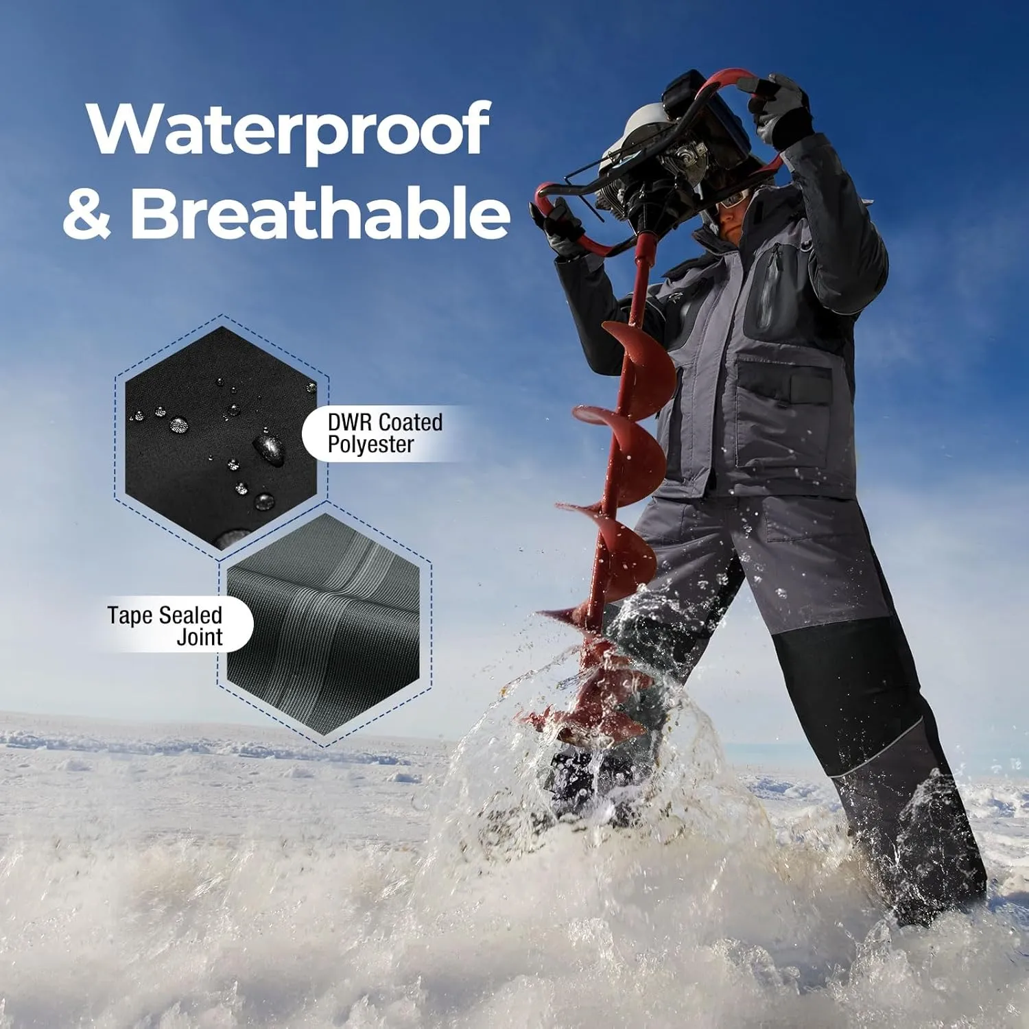 Piscifun Ice Fishing Bibs with Floating Technology, Waterproof Insulated Fishing Bibs