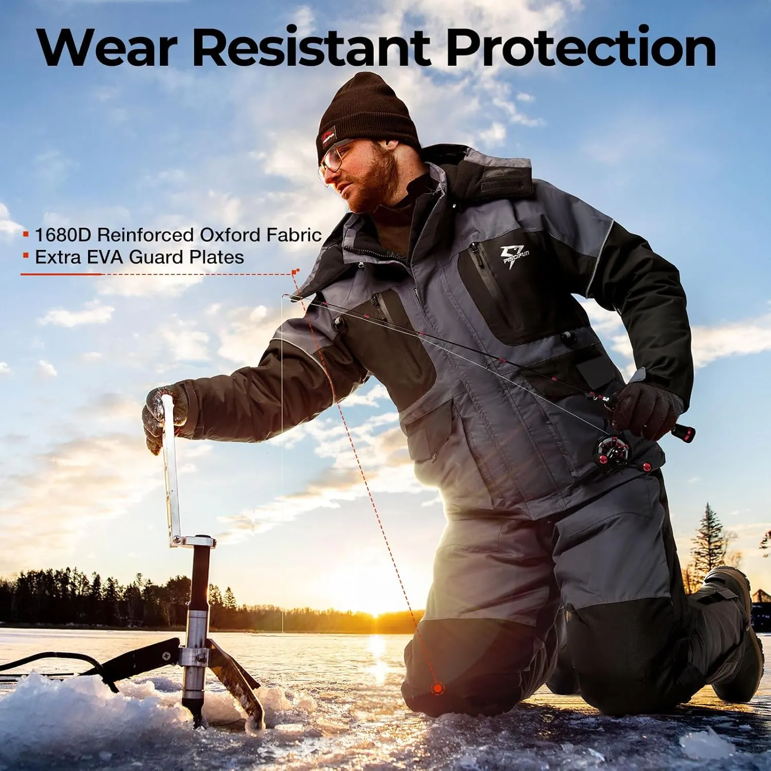 Piscifun Ice Fishing Bibs with Floating Technology, Waterproof Insulated Fishing Bibs