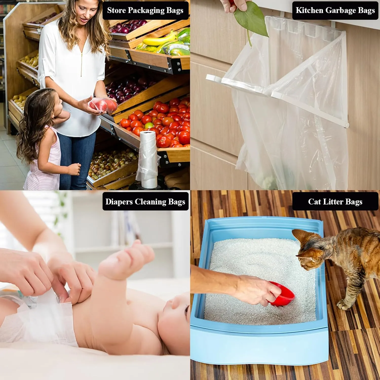 Plastic Produce Bags for Groceries,40x50cm(16x20in) Durable Clear Food Storage Bags for Bread,Fruits,Vegetables,Shopping Poly Packing Bag,350 Pcs per Roll