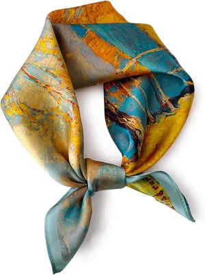 PoeticEHome 100% Mulberry Silk Neck Scarf 21"x21" Small Square Scarfs for Women Gift Packed