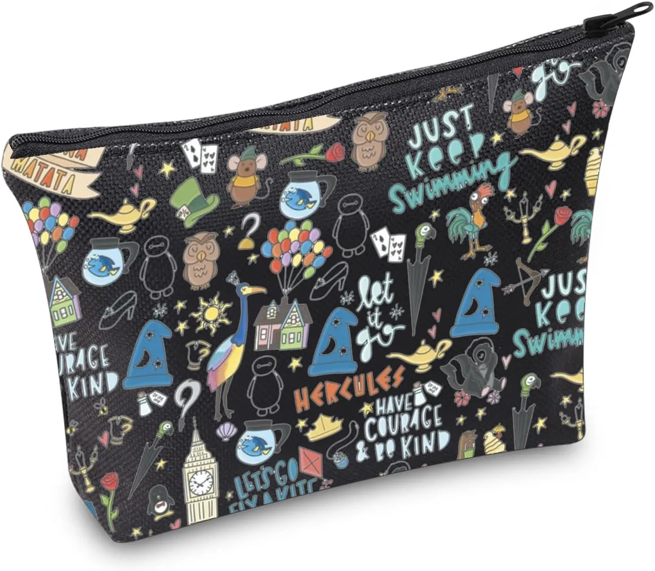 POFULL Movie Characters Collage Cosmetic Bag Fairy Tales Gift for Women
