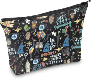 POFULL Movie Characters Collage Cosmetic Bag Fairy Tales Gift for Women