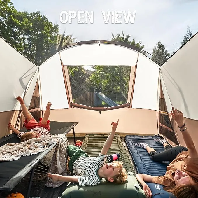 PORTAL 6/8 Person Family Camping Tent with Screen Room, Water Resistant Big Tunnel Tent with Rainfly, Large Family Tent for Outdoor Camping, Party
