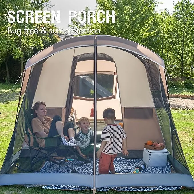 PORTAL 6/8 Person Family Camping Tent with Screen Room, Water Resistant Big Tunnel Tent with Rainfly, Large Family Tent for Outdoor Camping, Party