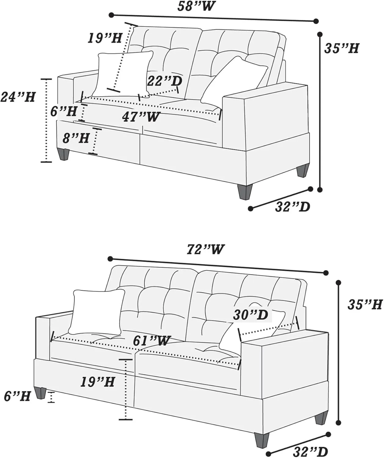 Poundex PDEX- Sofas, Beige
