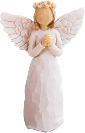 Praying Angel Figurine Hand Craved Guardian Angel Sculpture Surrounded by Love Sympathy Gift of Encouragement Women Present Home Decor Ornament