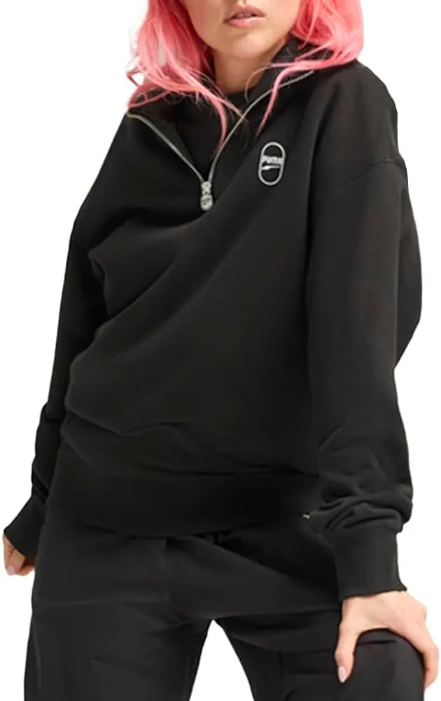 PUMA Mens Downtown 180 Mock Neck Half Zip Sweatshirt Casual - Black - Size XL