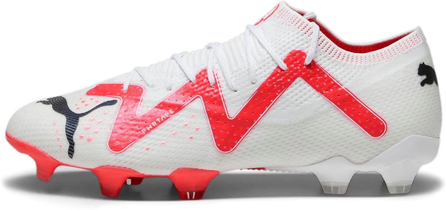 Puma - Mens Future Ultimate Low Fg/Ag Shoes, Color Puma White/Puma Black/Fire Orchid, Size: 11.5 M US