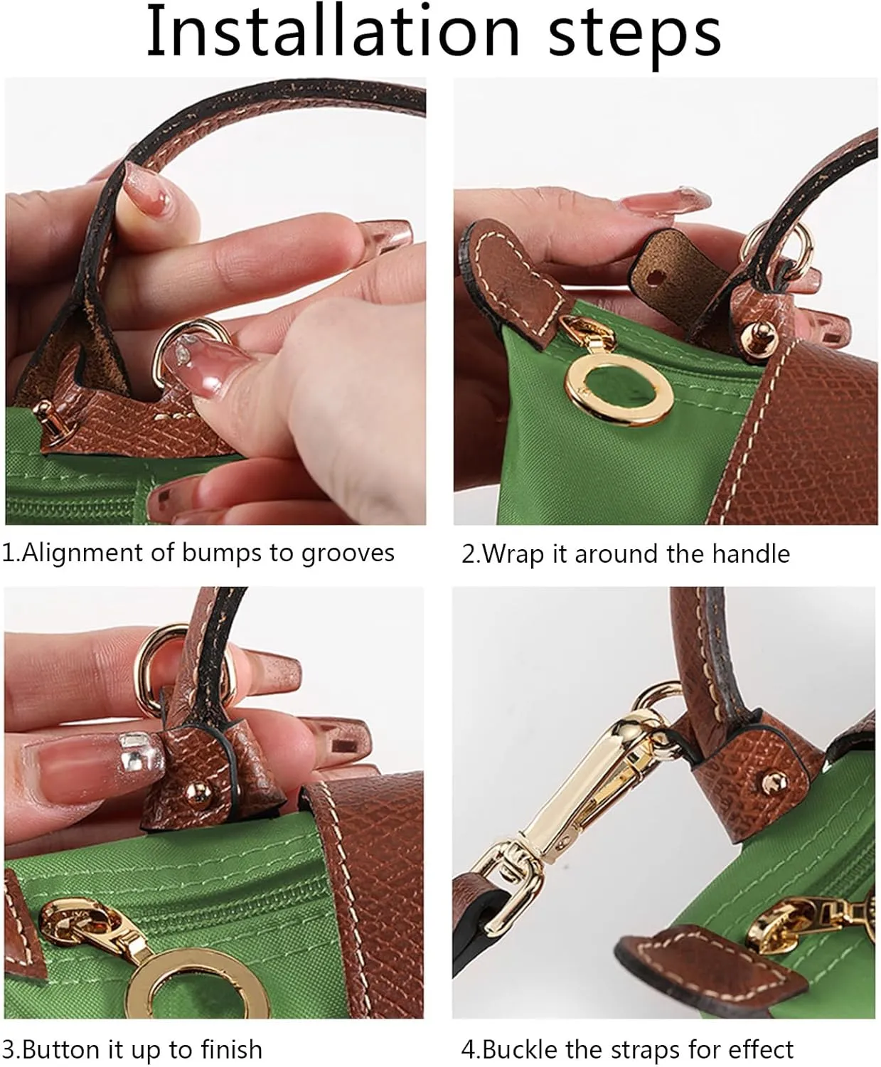 Purse Strap Crossbody Conversion Kit for Mini Handbag,Genuine Leather Shoulder Straps Replacement Adjustable for Bags(Navy Blue-S)