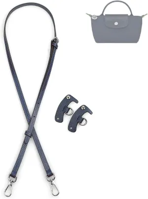 Purse Strap Crossbody Conversion Kit for Mini Handbag,Genuine Leather Shoulder Straps Replacement Adjustable for Bags(Navy Blue-S)