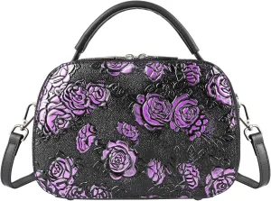 Purses for Women Genuine Leather Satchel Handbags Hand Painted Retro Top Handle Bags