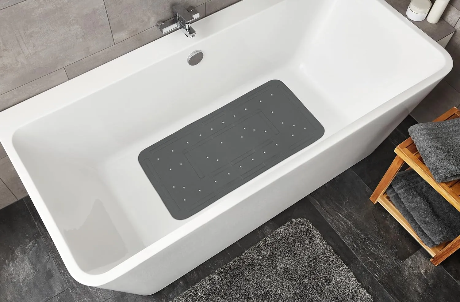 PVC Bath Mat Slate 36 x 80 cm