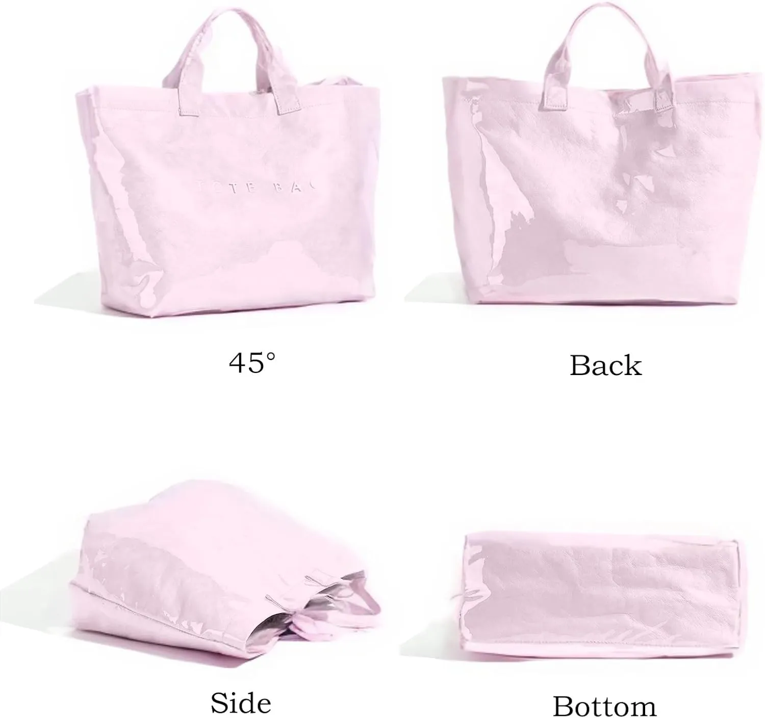 PVC Trendy Tote Bag for Women, Kraft Paper Letter Print Tote Bag Large Work Tote Handbag with Top Handle