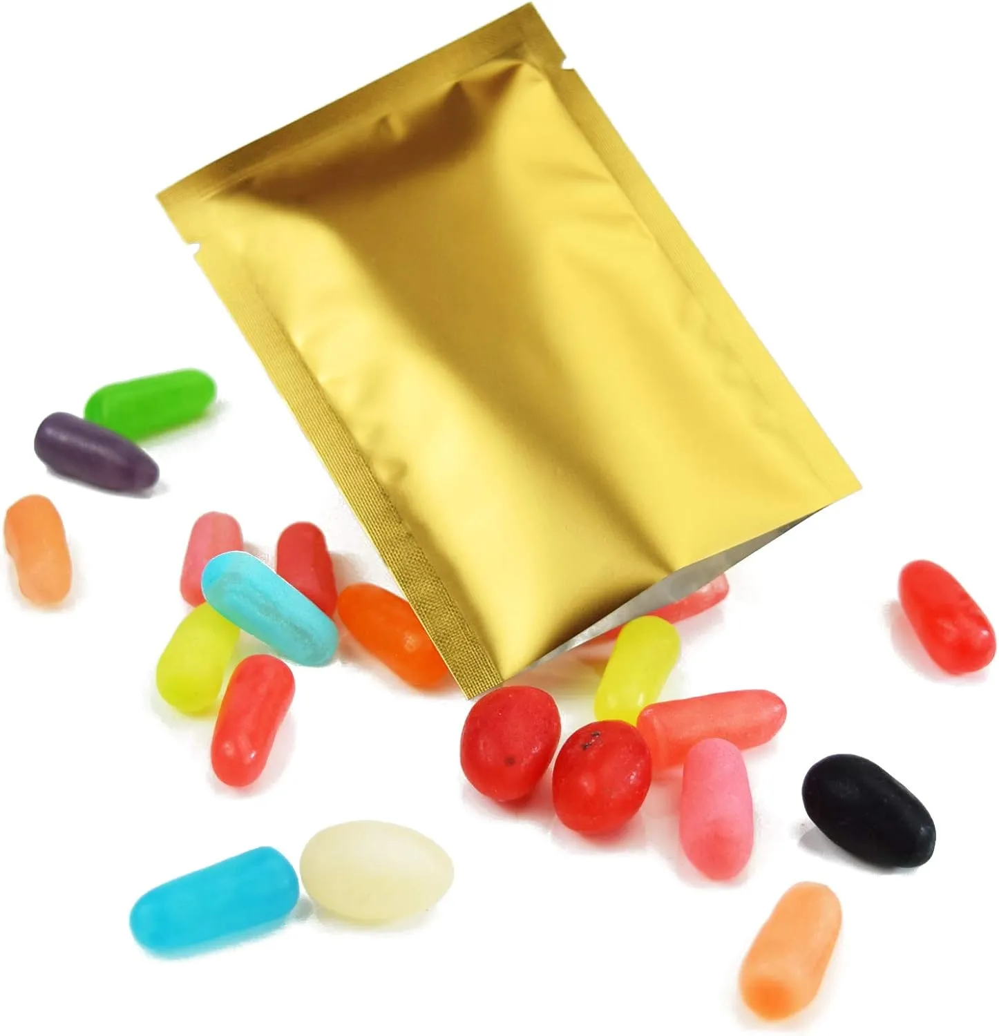 QQ Studio 100 PCS Metallic Mylar Foil Open Top Sealable Bags (7x10cm (2.7x3.9"), 100x Gold)
