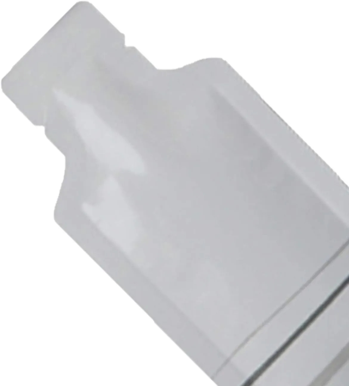QQ Studio Pack of 100 Color Aluminum Metallized Foil Single-Use Dispenser Tip Open Bottom Heat Seal Sample Pouch (2" x 4.3", White w/Gray Bottom Stripes)