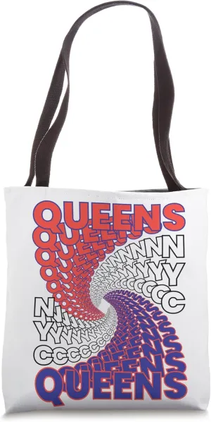 Queens NYC, Retro Funky Modern aesthetic design typography Tote Bag
