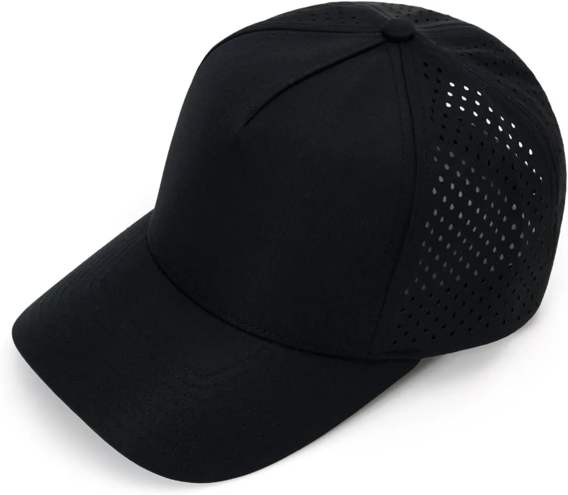 Quick-Dry Snapback Hats, 5-Panel Water-Resistant Mesh Baseball Caps for Men & Women, Golf, Running or Workouts