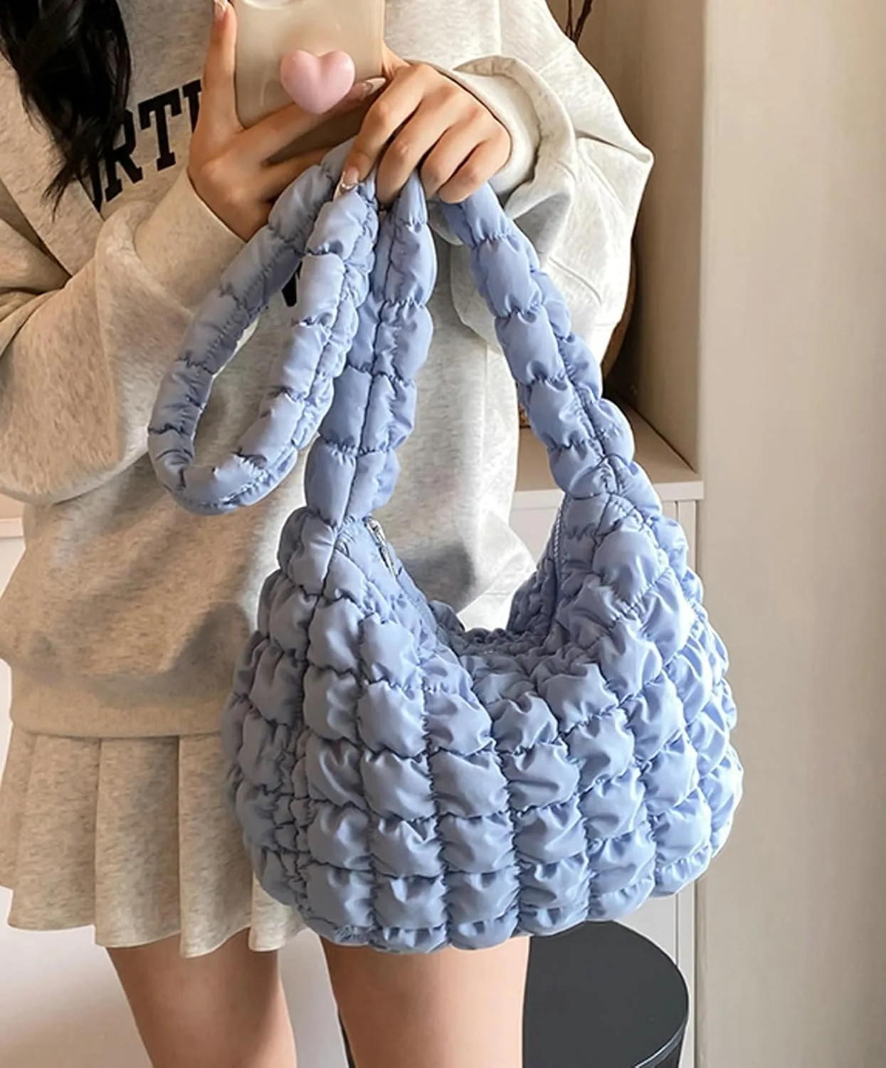 Quilted Crossbody Bag Women 2025 Puffer Tote Large Carryall Nylon Puffy Shoulder Pleated Cloud Bubble Messenger Bag