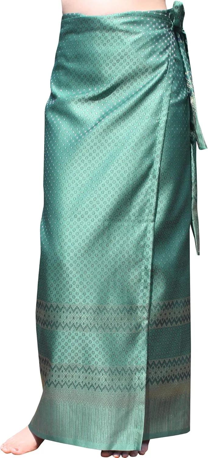 RaanPahMuang Brand Traditional Thailand Luxurious Silk Wrap Skirt Thai Formal Sarong