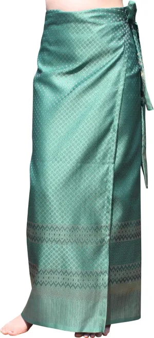 RaanPahMuang Brand Traditional Thailand Luxurious Silk Wrap Skirt Thai Formal Sarong
