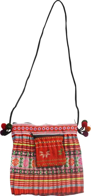 RaanPahMuang Purse Made From Thai Hmong Hill Tribe Childrens Skirt