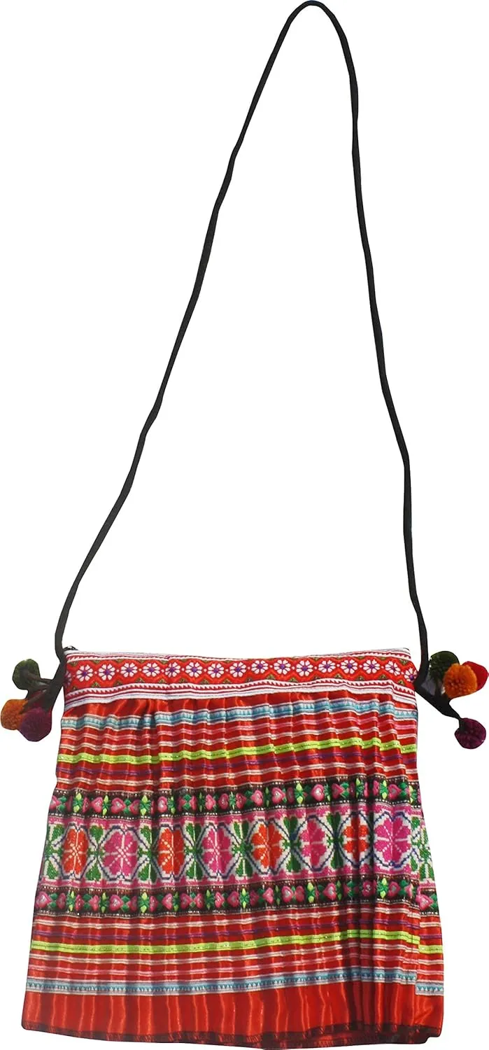 RaanPahMuang Purse Made From Thai Hmong Hill Tribe Childrens Skirt