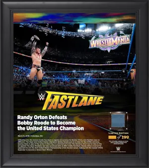 Randy Orton World Wrestling Entertainment Framed 15" x 17" 2018 Fastlane Collage with a Piece of Match-Used Canvas - Limited Edition of 199 - Wrestling Plaques and Collages