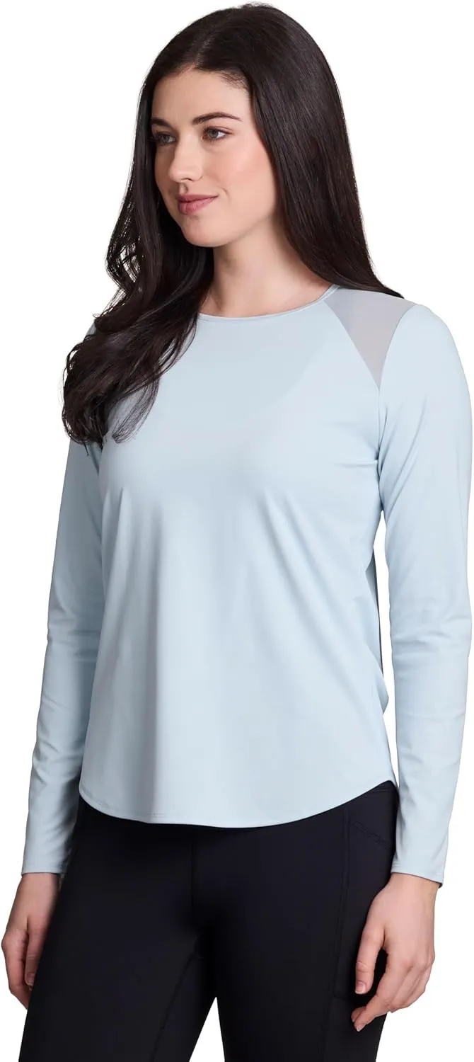 RBX Active Women's Long Sleeve Ventilated Mesh Lightweight Running Workout Crewneck T-Shirt