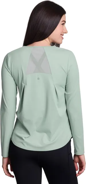 RBX Active Women's Long Sleeve Ventilated Mesh Lightweight Running Workout Crewneck T-Shirt