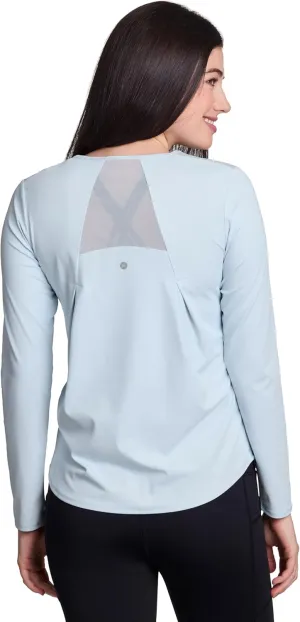 RBX Active Women's Long Sleeve Ventilated Mesh Lightweight Running Workout Crewneck T-Shirt