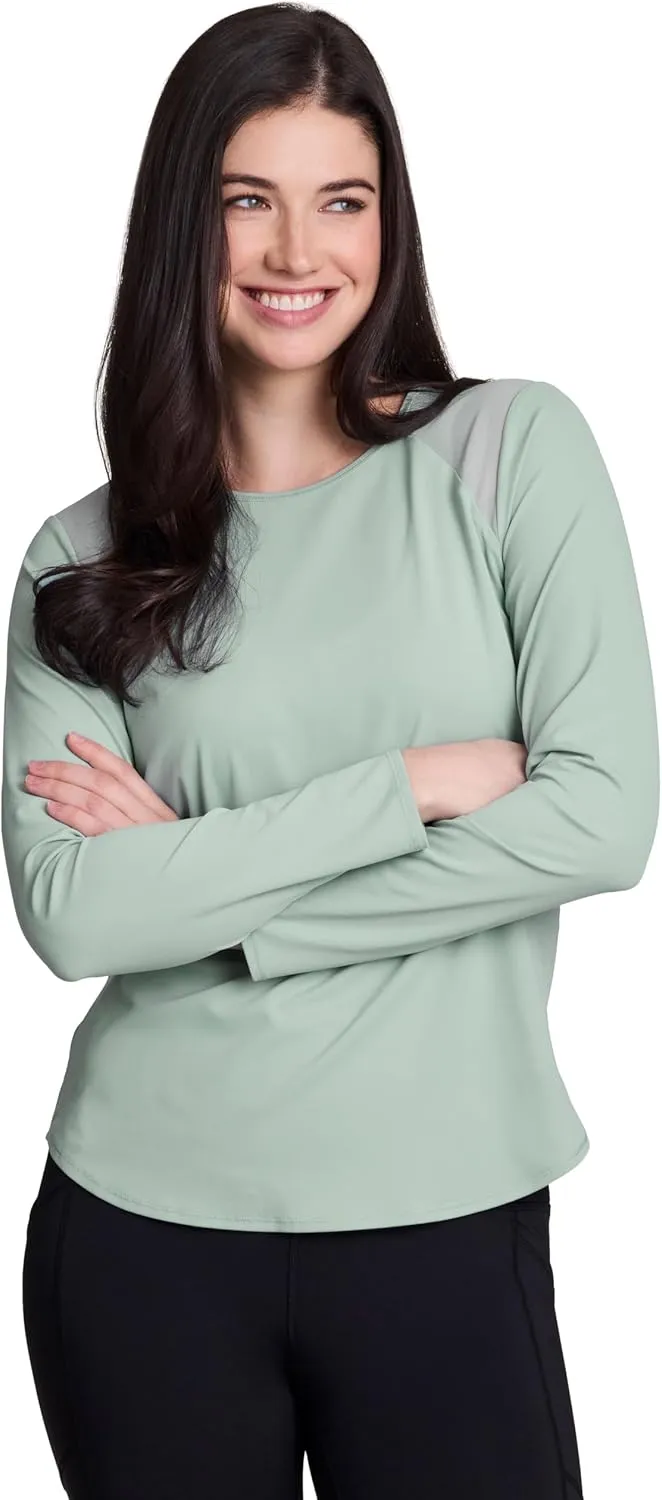 RBX Active Women's Long Sleeve Ventilated Mesh Lightweight Running Workout Crewneck T-Shirt