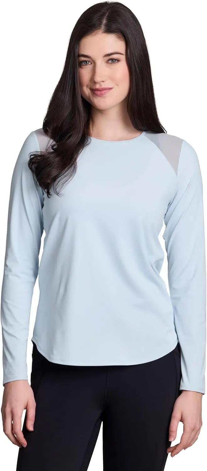 RBX Active Women's Long Sleeve Ventilated Mesh Lightweight Running Workout Crewneck T-Shirt