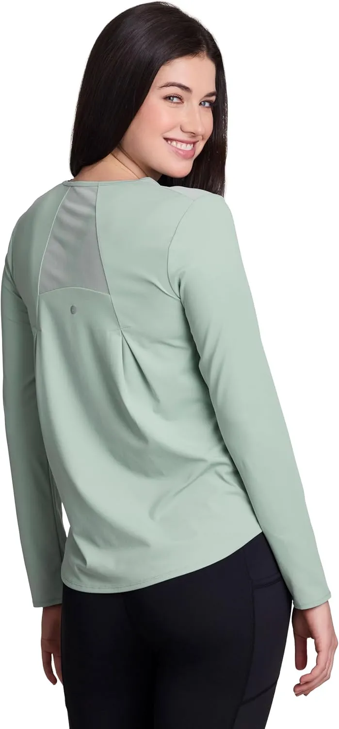 RBX Active Women's Long Sleeve Ventilated Mesh Lightweight Running Workout Crewneck T-Shirt