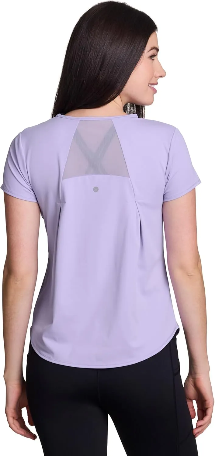 RBX Active Women's Workout Top with Mesh Panels, Breathable Quick Drying Gym Running T-Shirt, with Plus Sizes