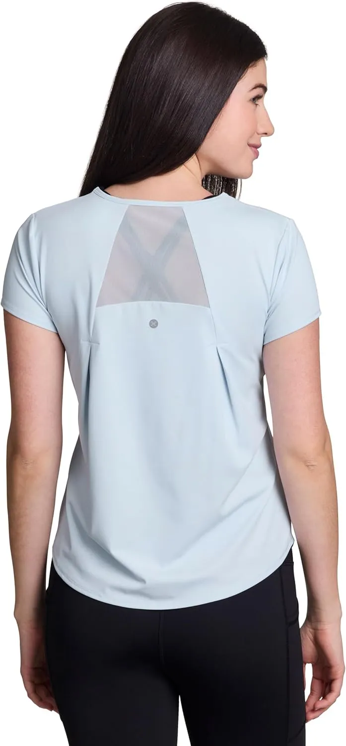 RBX Active Women's Workout Top with Mesh Panels, Breathable Quick Drying Gym Running T-Shirt, with Plus Sizes