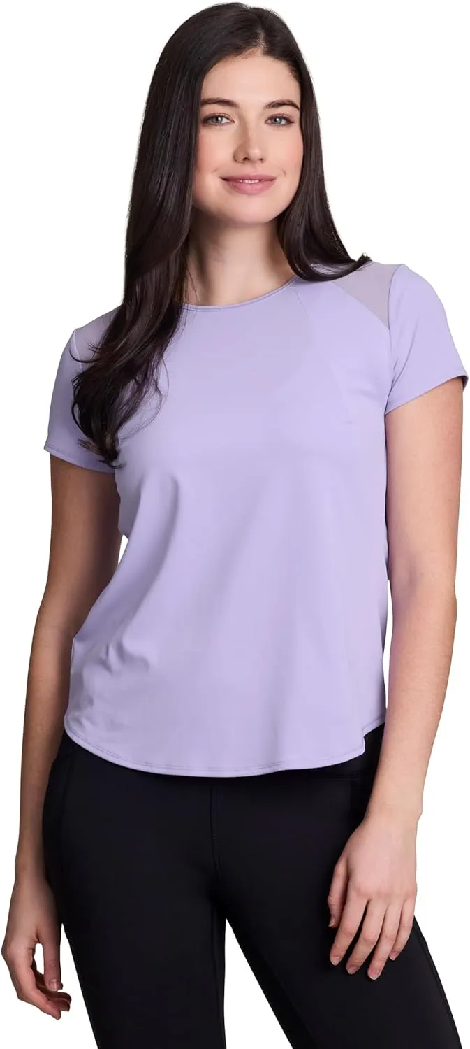 RBX Active Women's Workout Top with Mesh Panels, Breathable Quick Drying Gym Running T-Shirt, with Plus Sizes