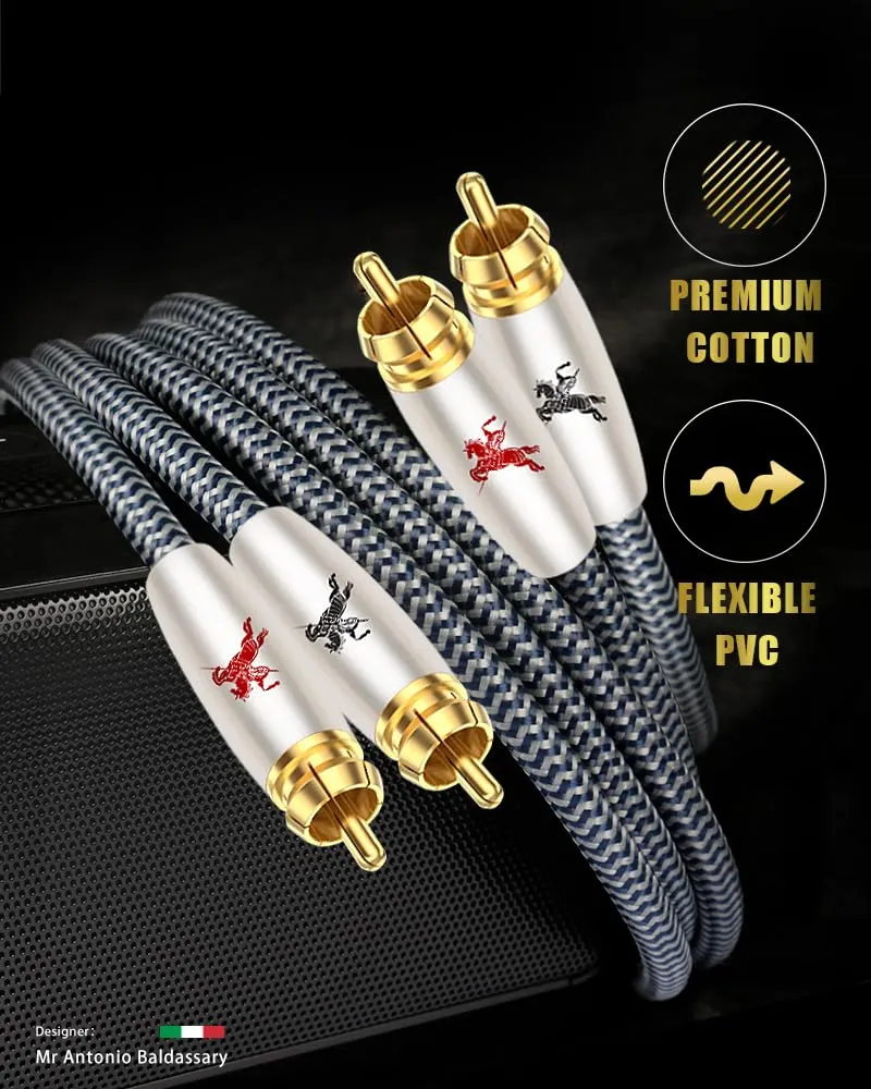 RCA Cable 2RCA to 2RCA Stereo Audio Cable 24K Gold Plated Connector,2Male to 2Male RCA Cord for Home Theater, HDTV, Amplifiers, Hi-Fi Systems (3.28ft)