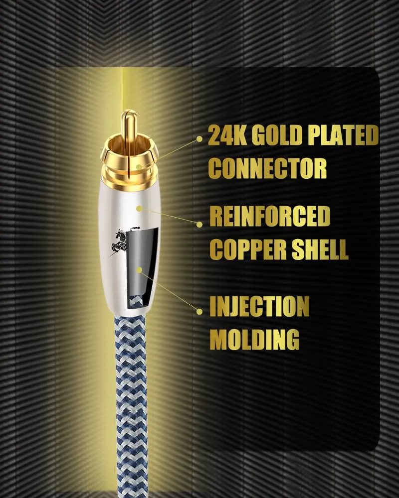 RCA Cable 2RCA to 2RCA Stereo Audio Cable 24K Gold Plated Connector,2Male to 2Male RCA Cord for Home Theater, HDTV, Amplifiers, Hi-Fi Systems (3.28ft)