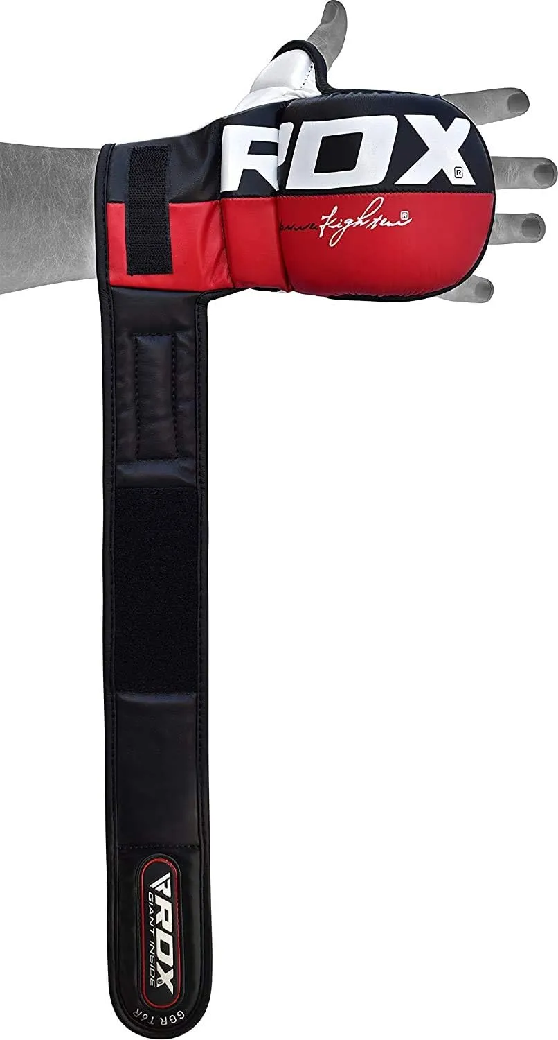 RDX MMA Sparring Gloves Martial Arts, Muay Thai, Kickboxing, Ventilated Open Palm for Grappling, Karate Mitts for Adults
