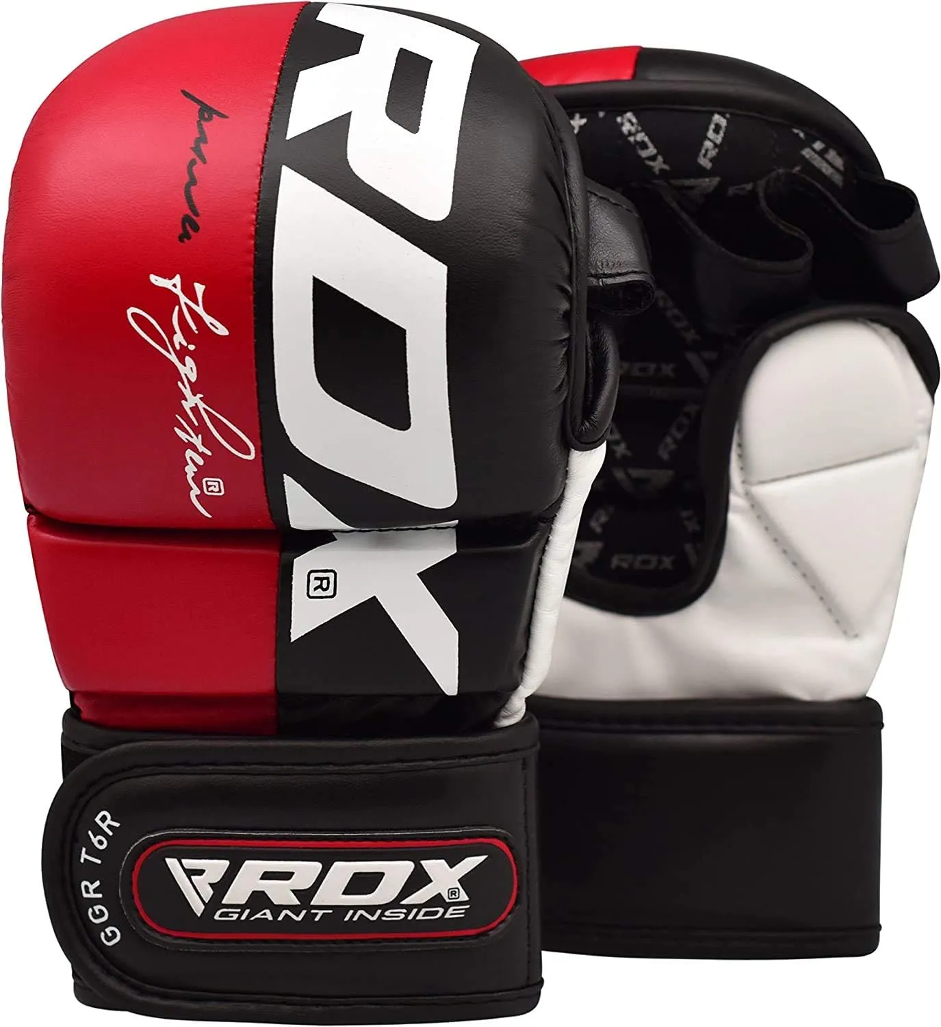 RDX MMA Sparring Gloves Martial Arts, Muay Thai, Kickboxing, Ventilated Open Palm for Grappling, Karate Mitts for Adults