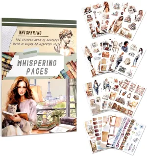 Reading Themed Journaling Stickers for Women, Paper & PET Aesthetic Scrapbook Sticker Book with 225 Images for Junk Journal, Planner and Collage