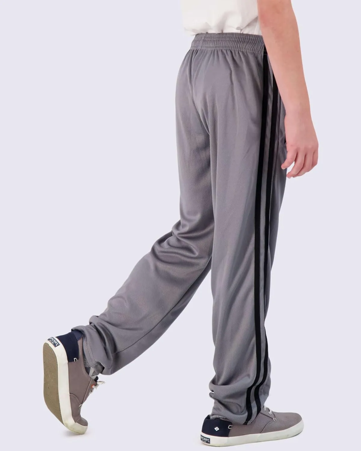 Real Essentials 3 Pack: Boys' Mesh Open Bottom Active Sweatpants with Pockets & Drawstring
