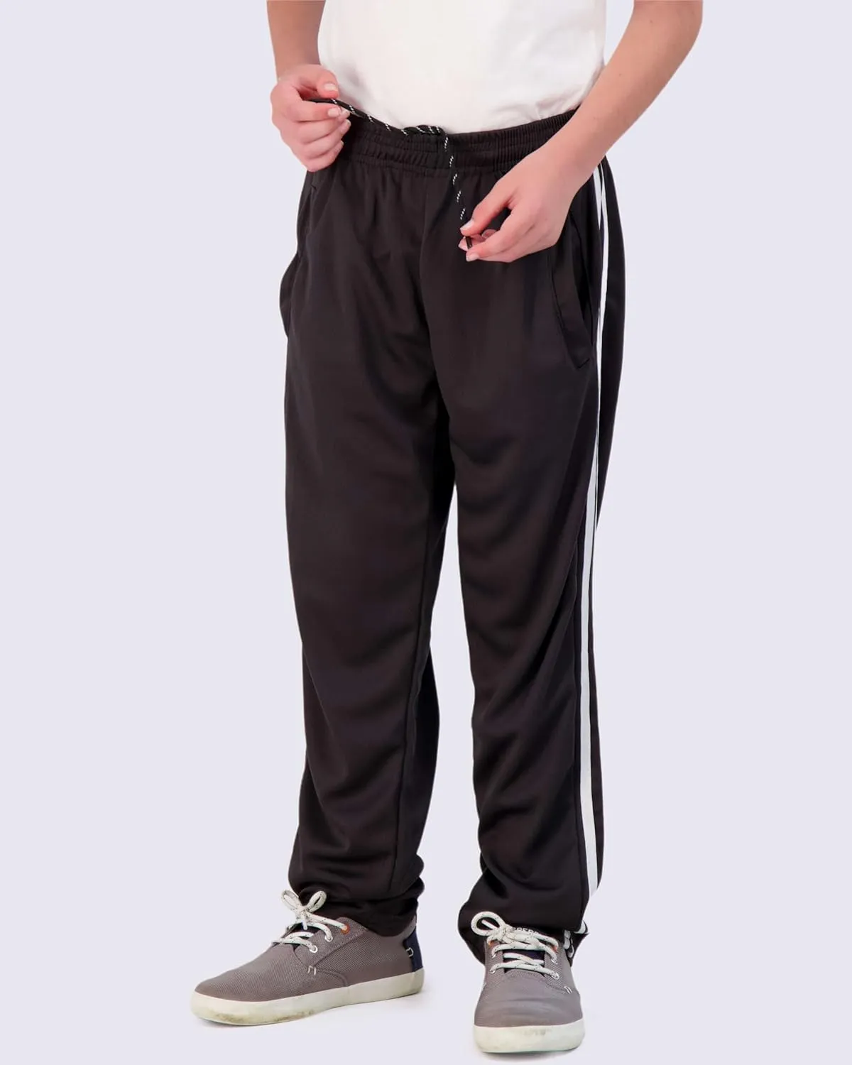 Real Essentials 3 Pack: Boys' Mesh Open Bottom Active Sweatpants with Pockets & Drawstring