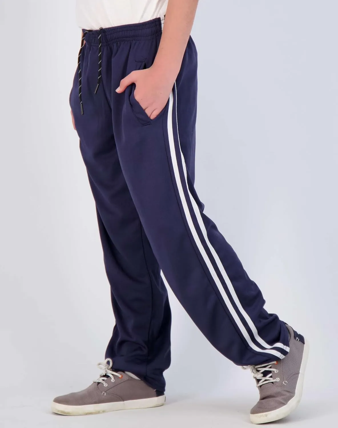 Real Essentials 3 Pack: Boys' Mesh Open Bottom Active Sweatpants with Pockets & Drawstring