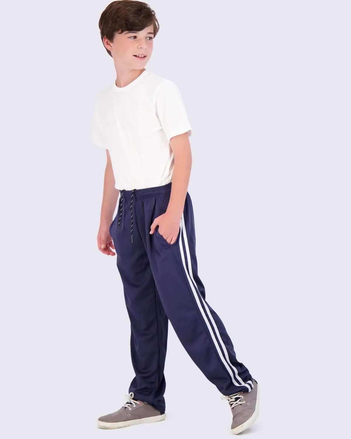 Real Essentials 3 Pack: Boys' Mesh Open Bottom Active Sweatpants with Pockets & Drawstring