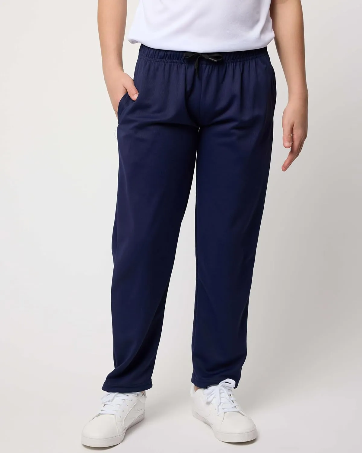 Real Essentials 3 Pack: Boys' Mesh Open Bottom Active Sweatpants with Pockets & Drawstring