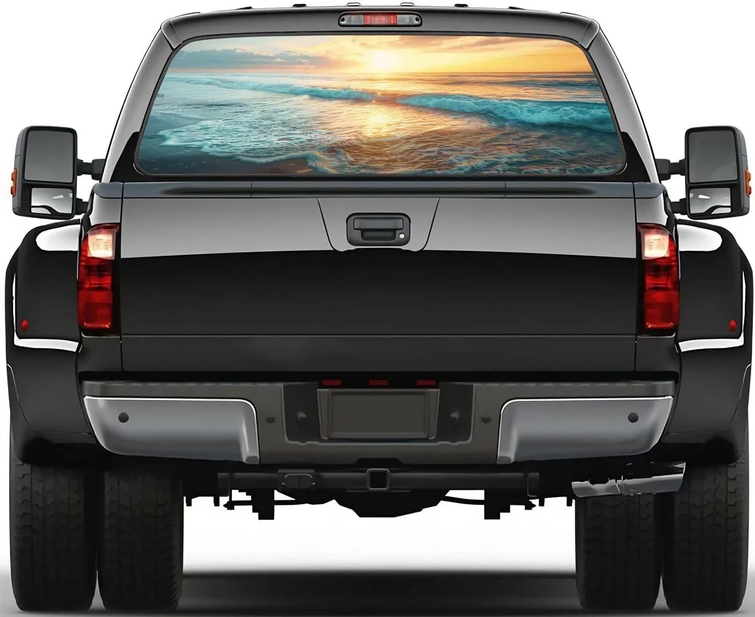 Rear Window Decals for Trucks, Beautiful Beach Sunrise Nature Landscape Truck Rear Window Decals,Back Window Decals for Pickup SUV, Car Decor Vinyl Graphic Sticker (Beach Scenery 66x20)