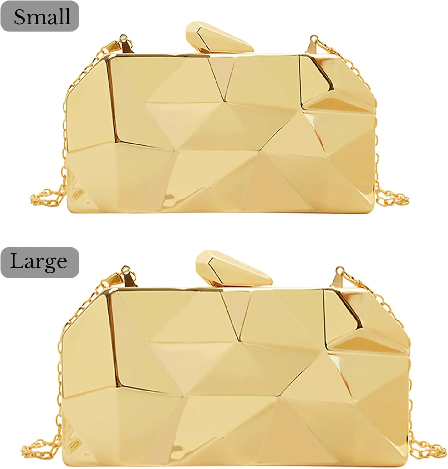 Reberomantic Women Lattice Pattern Metal Handbag Chain Geometric Evening Clutch Purse